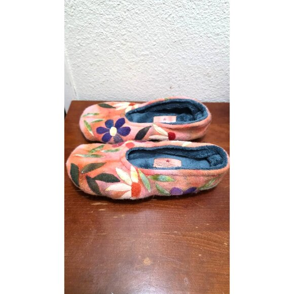 The Bag Ladies Of Sequin Art Floral Slip-On Slippers 11-12 Multicolor Fleece Sof - Picture 4 of 8